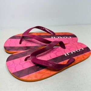 Coach Pink and Orange Women's Flip Flops